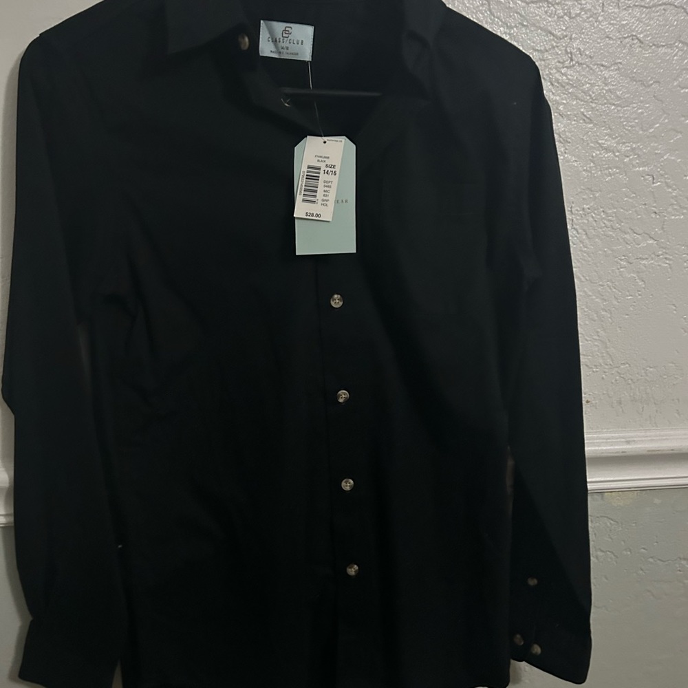 NWT juniors 14/16 black collar shirt